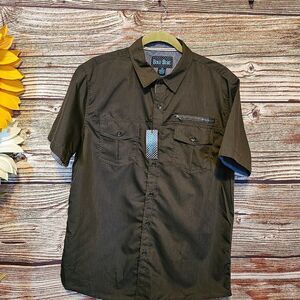 Bold Blue Short Sleeve shirt men's large deep gray  NWT